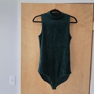 GAP Dark Green Sleeveless Bodysuit Velour